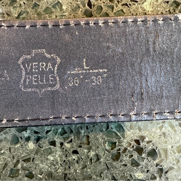 VERA PELLE Made in Italy Women’s Black Textured Leather Belt Statement Buckle L - Picture 4 of 7